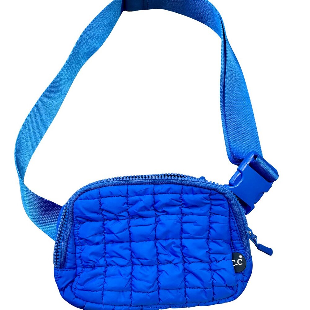 C.C. Quilted Puffer Belt Bag / Fanny Pack – Blue – Adjustable Strap
